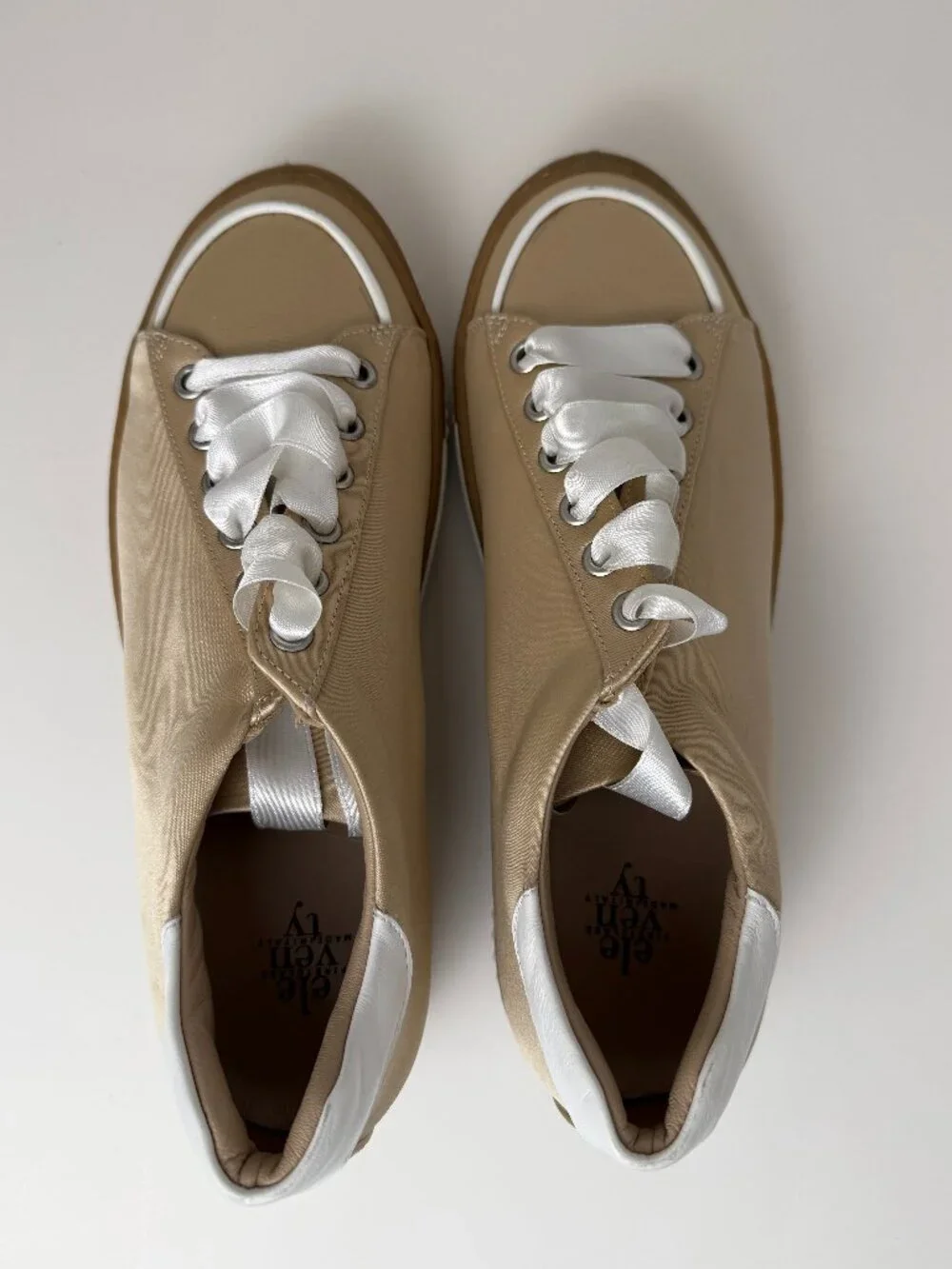 Eleventy Platform Lace Up Sneakers Beige Tan U 37/ US 7 - Picture 1 of 8
